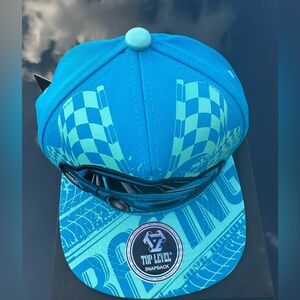 BLUE CHECKER RACING TOP LEVEL SNAPBACK HAT